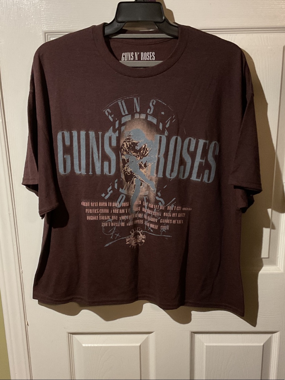 Guns N' Roses Short Sleeve Boxy Cut Graphic Tee in Dark Brown
